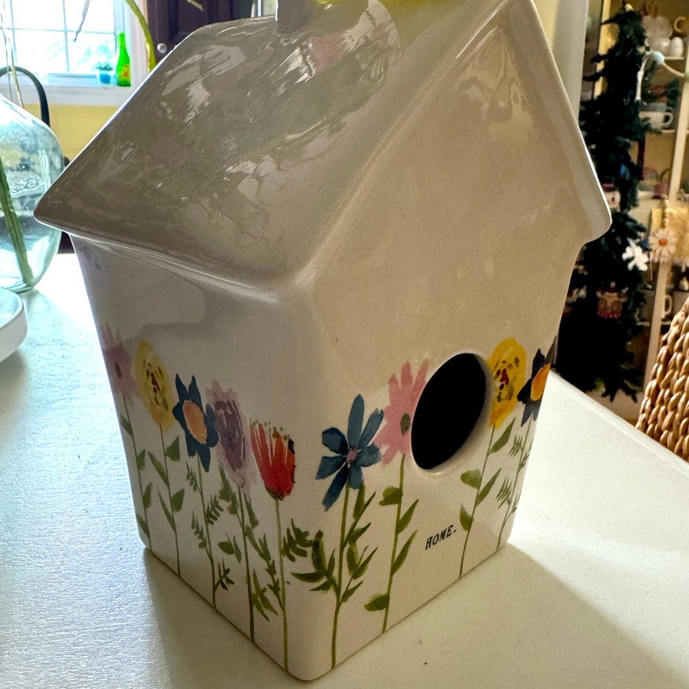 Rare Rae Dunn Watercolor Flowers Birdhouse NEW